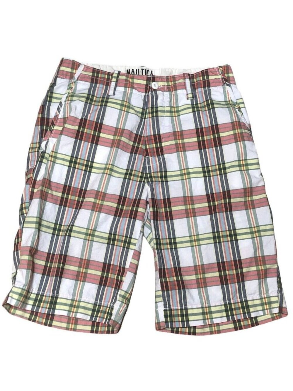 Nautica Jeans Co Shorts Mens 30 Waist Plaid Flat Front Pockets Bermuda Golf